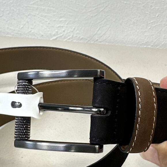 Robert Graham Black Suede Ripaso Belt - Signature Stitching & Buckle Men's sz 38 - Picture 4 of 10